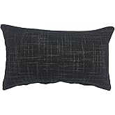 YOUR SMILE Solid Color Oblong Rectangle Decorative Cotton Linen Throw Pillow Case Cushion Cover Lumbar Pillowcase for Couch Sofa Bed,12 x 20 Inches,Black