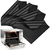 4 Pack Oven Liners for Bottom of Toaster Oven, Reusable Non-Stick | 11.6" x 11.6" Trim-to-Fit Air Fryer Toaster Oven Liner, Compatible with Ninja, Breville, Cosori, Cuisinart &amp; Most Ovens