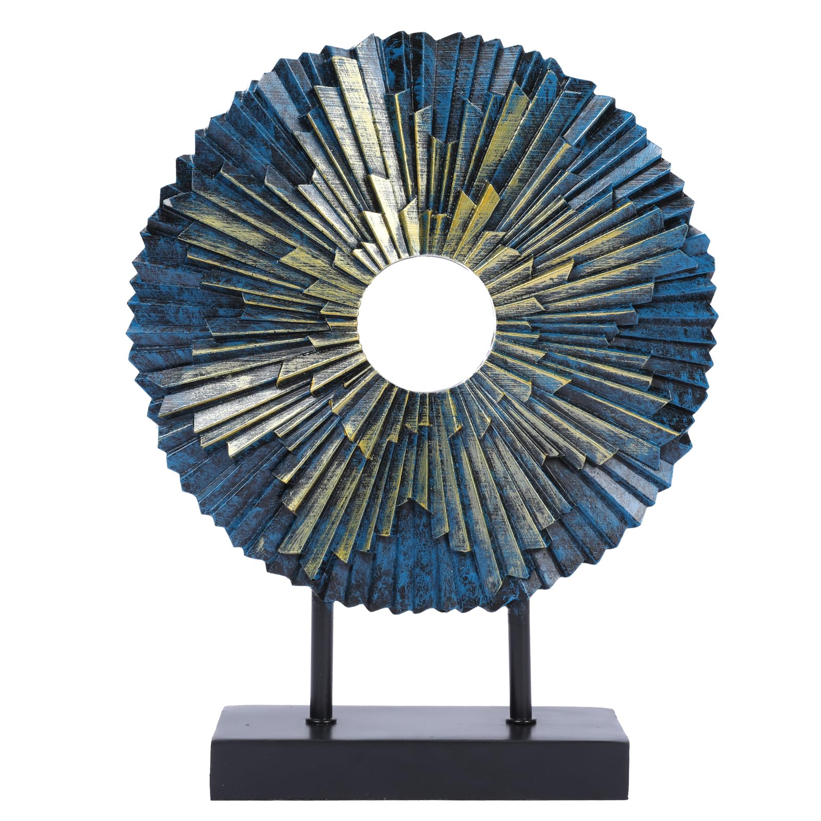 Photo 1 of HODESumPure Gold Luxury Round Decorative Sculpture Statue Above Cabinet Home Decorations for Living Room Kitchen Fireplace Mantel Office Bookshelf Table Top Home Decor Accents (Blue)
