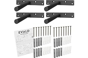 EVALD Heavy Duty Floating Shelf Bracket | 6-Inch Floating Mantel Mount, Blind Shelf Supports, and Anchors | Floating Shelf Hardware for Home and Office Decor | Fireplace Mantel Brackets (4 Pack)