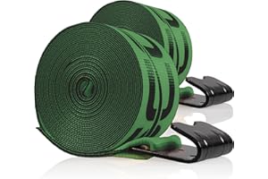 US Cargo Control Winch Straps 4" x 30' (2-Pack), 5,400 LBS Working Load Limit, Heavy Duty Flatbed Tie Downs with Flat Hooks, Green 4 Inch Straps for Flatbed Trailer, Truck, and Cargo Securement