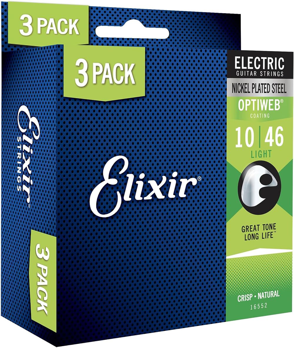 Elixir Electric Guitar Strings Nickel Optiweb 3 Pack Light 10-46
