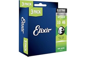 Elixir Strings, Electric Guitar Strings, Nickel Plated Steel with OPTIWEB Coating, Longest-Lasting Crisp Tone with Comfortable Feel, 6 String Set, 3 Pack, Light 10-46
