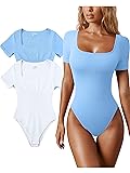 OQQ Women's 2 Piece Bodysuits Sexy Ribbed One Piece