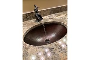 SIMPLYCOPPER Simply Copper 19" Rustic Oval Copper Bathroom Sink Undermount or Drop-In