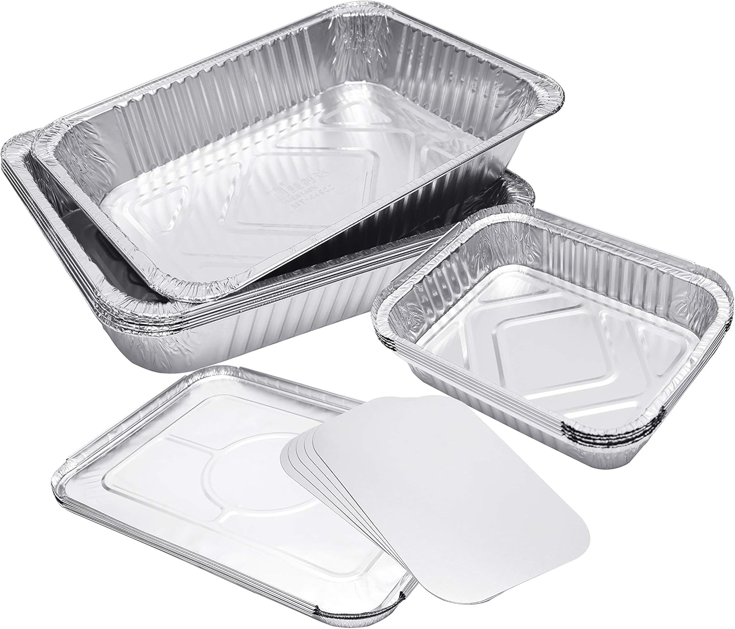 Reehi, 5 contenitori in lamina usa e getta grandi e 5 piccoli piatti in lamina con coperchio in Reehi, 5 contenitori in lamina usa e getta grandi e 5 piccoli piatti in lamina con coperchio in