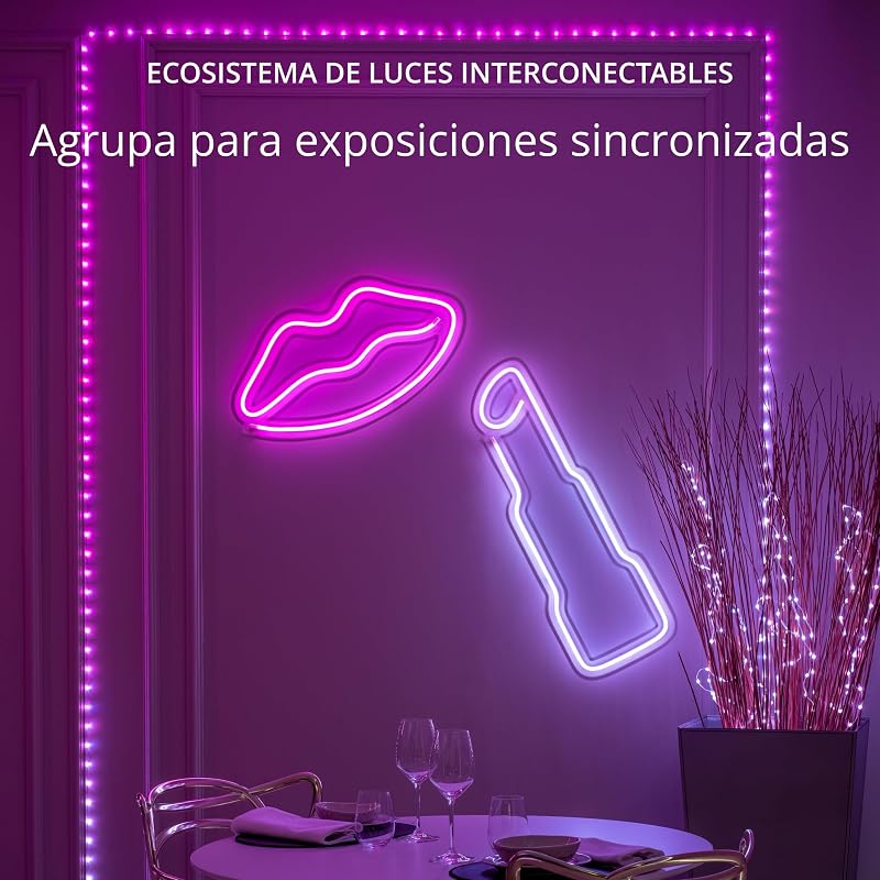 Dots - Cadena Flexible de Luces LED - Guirnalda con 200 LED RGB - Iluminación Interior y Exterior - Control por App, Cable Negro, 10m
