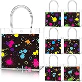 Teenyyou 24 Pcs Glow in the Dark Party Favors Bags Light up Neon Clear PVC Goodie Candy Treat Tote Gift Bags with Handles Glow Theme Birthday Baby Shower Party Supplies