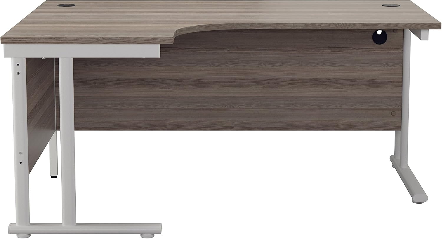 TC Office OHD0011WHGO 160 cm Hippo Heavy Duty Left Corner Crescent Cantilever Desk - Grey Oak - Image 3
