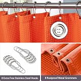 Shower Curtain 122x182cm Waffle Orange with Metal Hooks view 4