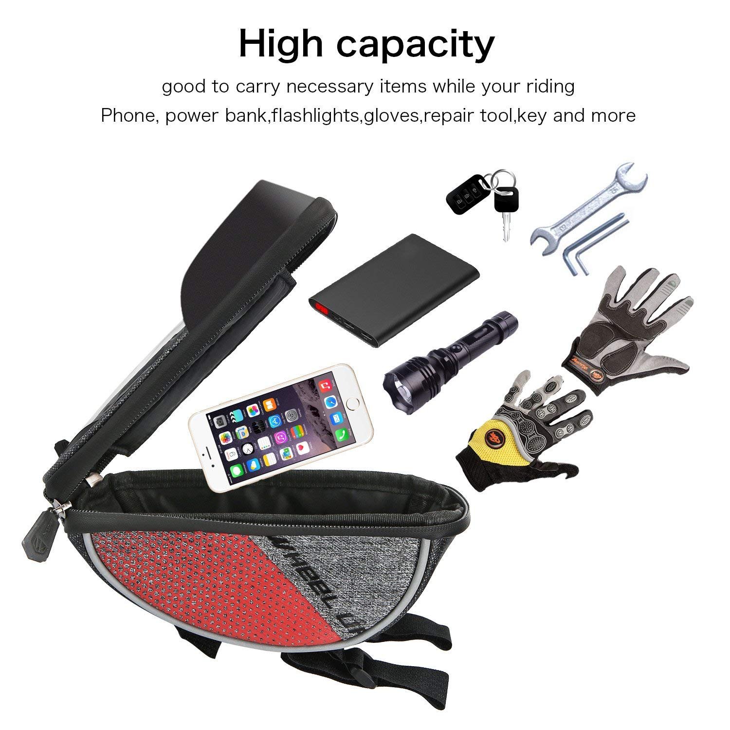 bedee Borsa Telaio Bici, 6 inch con TPU Touch-screen Porta Cellulare Bici, Borsa Impermeabile da Manubrio per Biciclette, Borse Biciclette Supporto Bici MTB BMX (Nero)