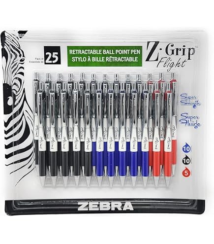 Zebra Z-Grip Flight Kugelschreiber – 1,2 Mm Mine, Schwarz, 4er Pack, Mit Gummigriff