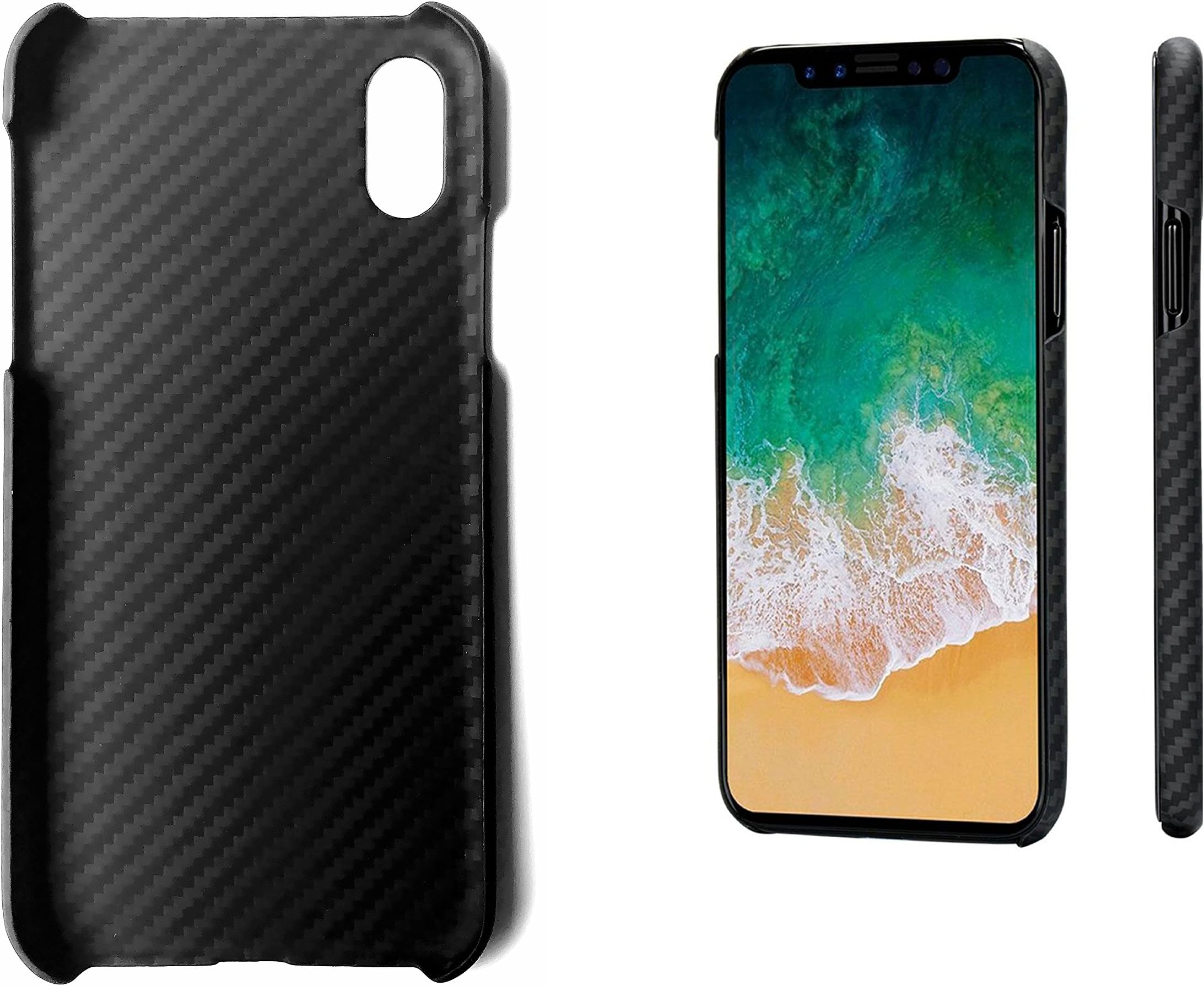 Casualux carbon fiber case Slim Fit Thin(0.03in) Light(0.45oz) for iPhone x with Gift box