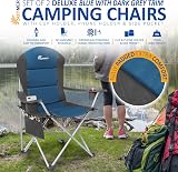 SUNMER Padded Camping Chairs Set of 2 Deluxe Folding Chairs Dark Blue 120kg view 2