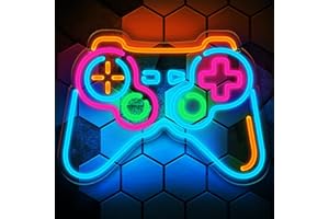Eufrozy Gamer Neon Signs for Man Cave Wall Decor, Blue Gamepad Controller Shaped Led Neon Sign Game 6 Dimmable Gaming Neon Li