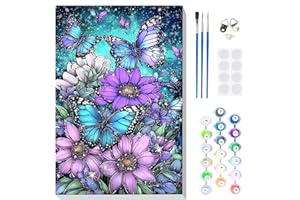 MOGTAA Butterfly Paint by Numbers Kits for Adults Beginners with Frame, Butterfly Paint by Number for Adults on Canvas Framed
