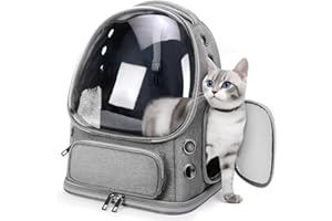 Breathable Cat Backpack Carrier, Large Space Cat Bubble Backpack for Kitty & Small Dog up to 18lbs, Foldable Cat Carrier Back