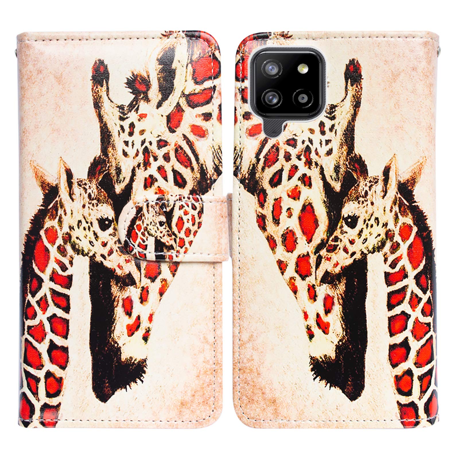 Bcov Galaxy A42 5G Case, Giraffe Mother Baby Leather Flip Phone Case Wallet Cover with Card Slot Holder Kickstand For Samsung Galaxy A42 5G 2021