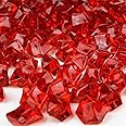 CYS EXCEL Acrylic Red Crushed Ice Vase Fillers (Approx. 180-190 PCS, 3 Cups) Plastic Crushed Rock Gems for Arts & Crafts Table Scatter