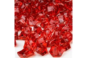 CYS EXCEL Acrylic Red Crushed Ice Vase Fillers (Approx. 180-190 PCS, 3 Cups) Plastic Crushed Rock Gems for Arts & Crafts Table Scatter