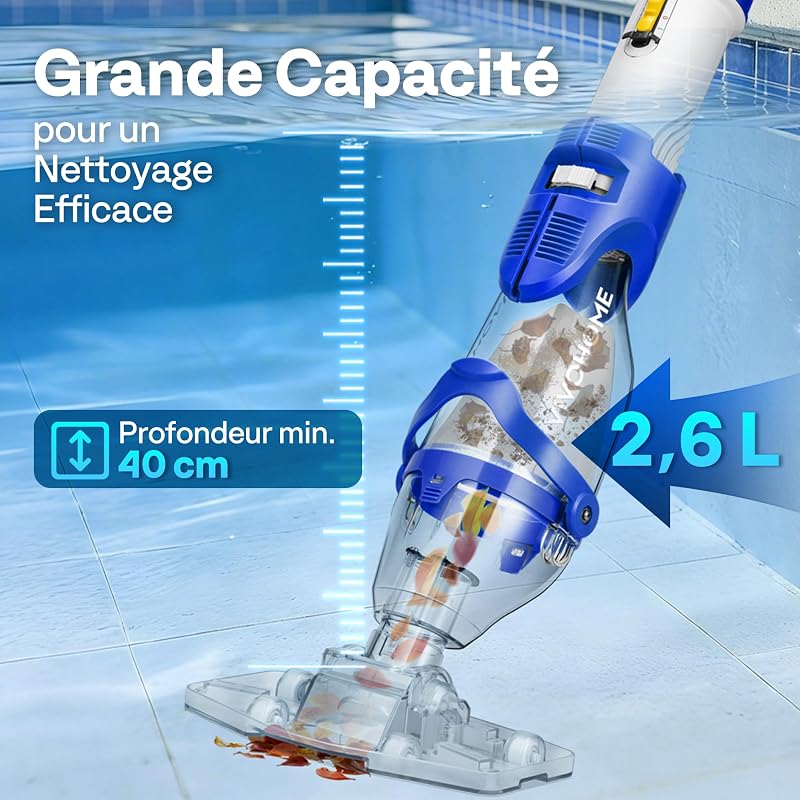 Aspirateur Piscine sans Fil 4300LPH avec Perche Télescopique 250cm