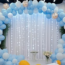 8 Panels White Backdrop Curtains for Wedding Party