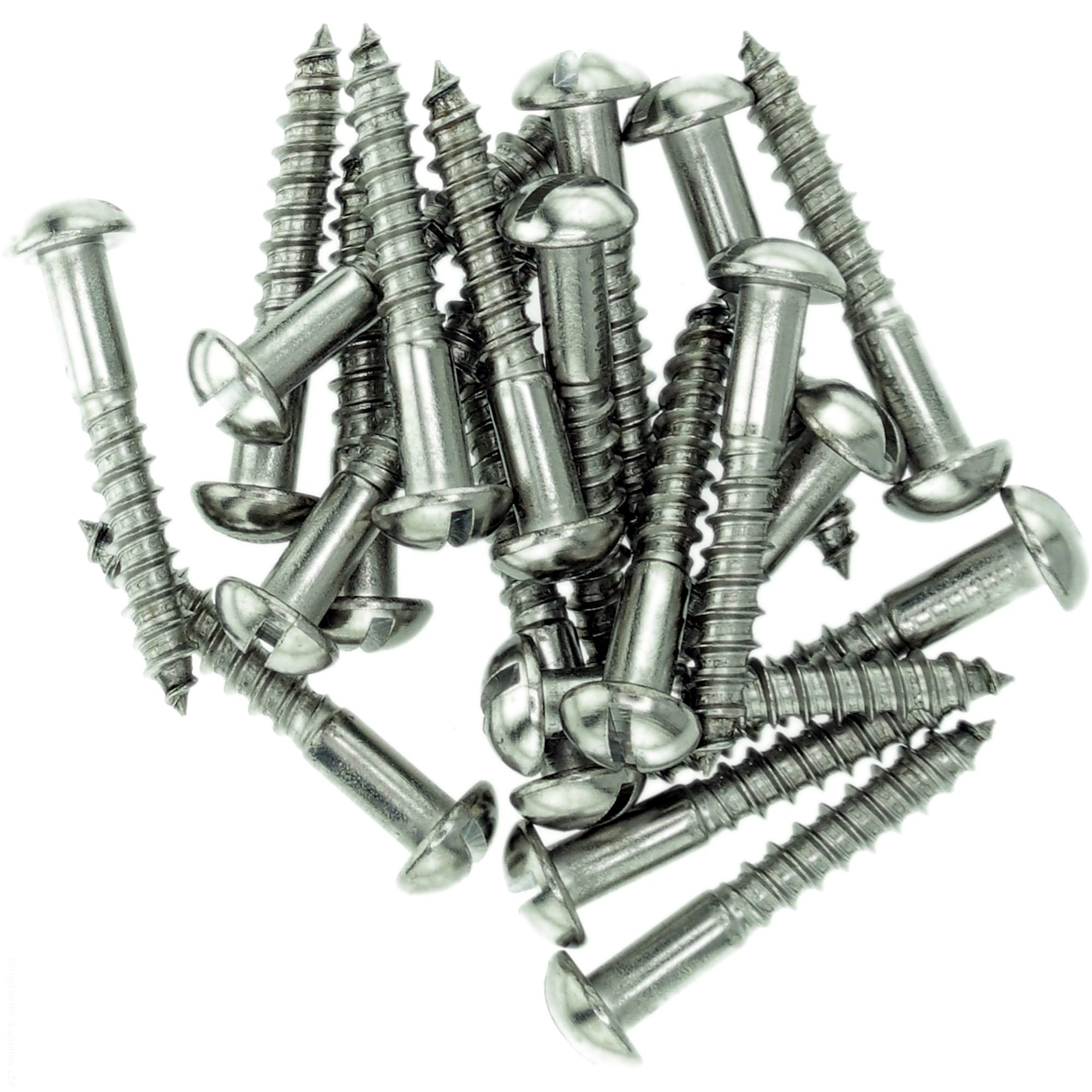 No.9 x 0.98 (4.5mm x 25mm) Slot Pan Wood Screw - Stainless Steel (A2) (Pack of 20)