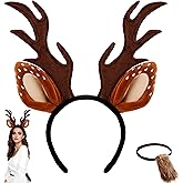 Spooktacular Creations Halloween Reindeer Antlers Headband with Fawn Tail, Deer Antlers Ears Accessories Set for Girls Women, Halloween Party Dress up, Costume, Trick or Treating, Cosplay Decoration