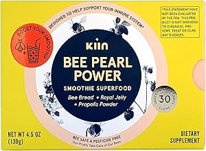 Kiin Bee Pearl Power - 100% Organic Food Supplement with Raw Bread, Royal Jelly, Propolis - Metabolism Booster & Immune Support - High in Vitamins, Minerals, Essential Amino Acids & Antioxidants