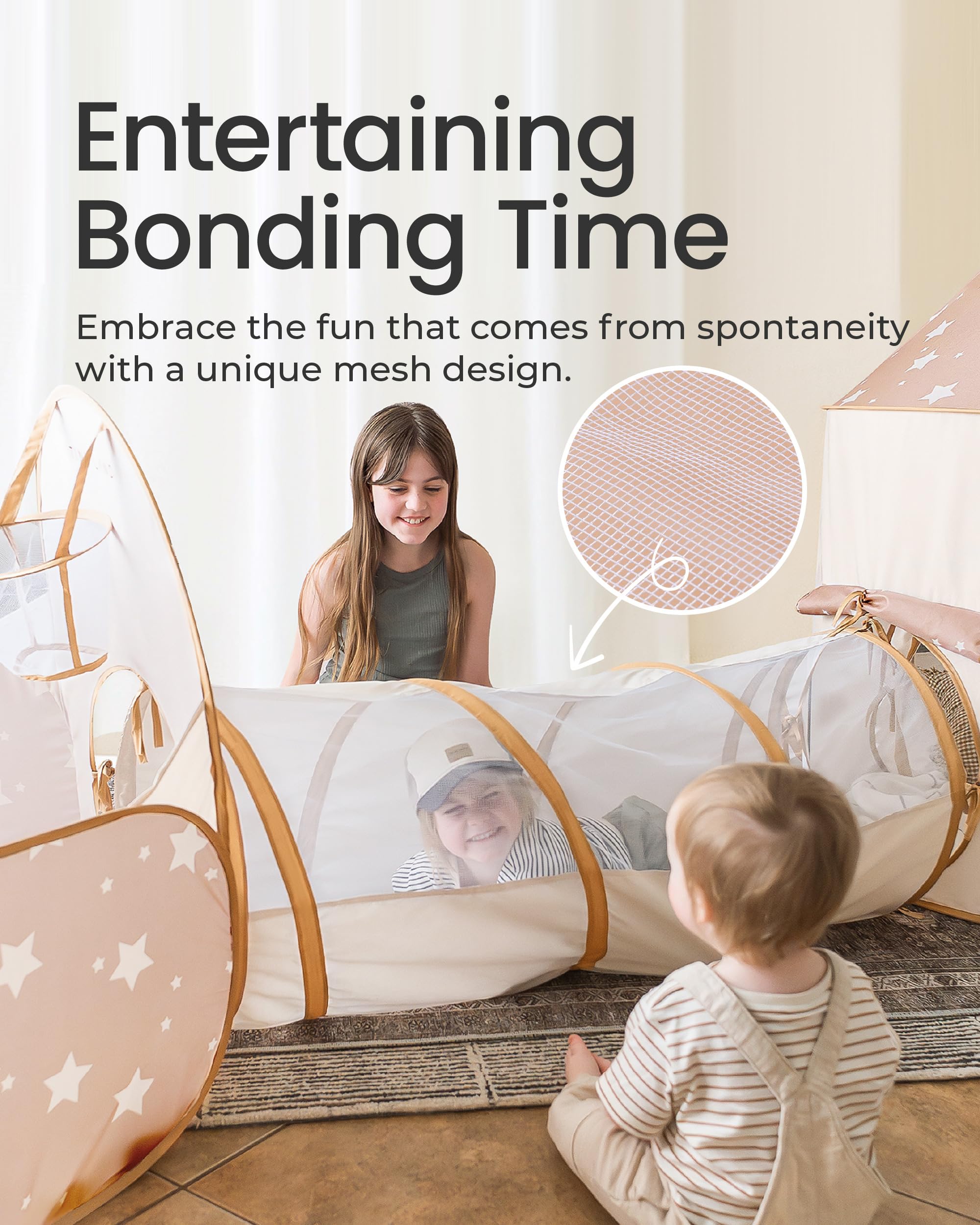 Tiny Land Play Tunnel and Ball Pit for Toddlers, 5pcs Indoor Playground - Foldable Pop Up Tents with Carry Bag, Outdoor Playhouse with Crawling Toys & Play Tent, Gift for Boys and Girls