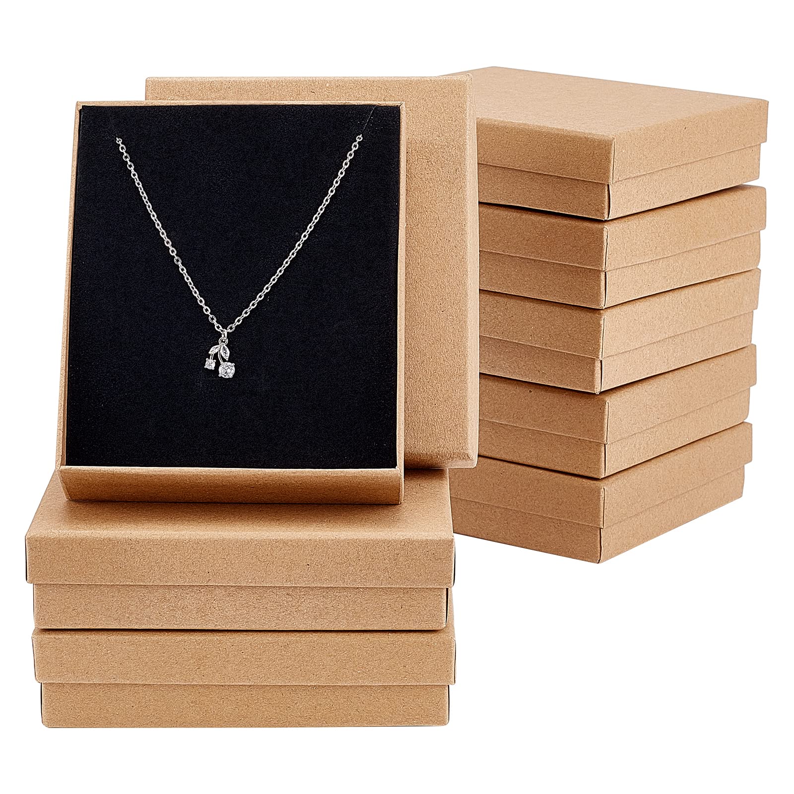 NBEADS Box, 8 Pcs 11 x 13cm/4.3 x 5.1 Inches Rectangle Burlywood Cardboard Bead Paper Gift Box for Jewellery Bracelet Necklace Crafts Birthday Christmas Festival Present Storage