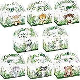 Cieovo 24 Pack Jungle Safari Animals Party Favor Cardboard Treat Box Zoo Animals Party Gift Boxes Children Birthday Party Goody Bags Treat Boxes for Safari Jungle Theme Birthday Baby Shower Supplies