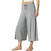LazyCozy Women's Bamboo-Derived Viscose Capri Pajama Pants, Casual Wide Leg Lounge Pants Pajama Bottoms