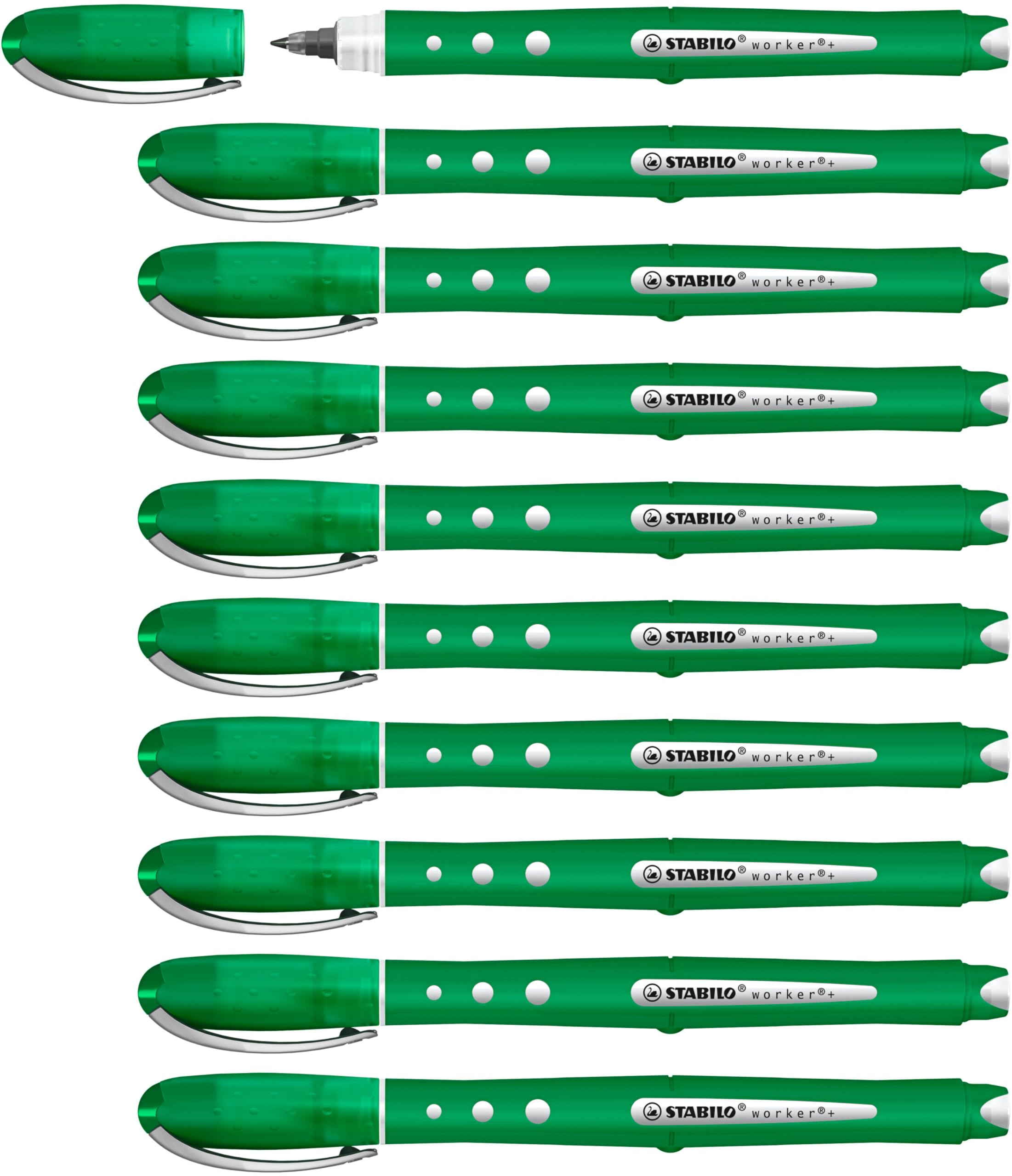 STABILO worker+ colorful - Rollerball - Pack of 10 - Green