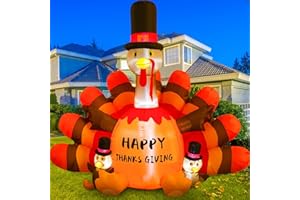 Onory 6FT Thanksgiving Inflatables Outdoor Decoration, Inflatable Thanksgiving Turkey with Built-in LEDs Blow Up Inflatables for Thanksgiving Party Indoor Outdoor Yard Garden Lawn Décor