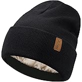 FZ FANTASTIC ZONE Womens Winter Satin Lined Beanie Hats Silk Lined Knit Warm Slouchy Skull Caps for Women Men