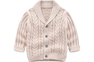 Feidoog Infant Baby Boys Cardigan Crochet Sweater V-Neck，Toddler Knit Button up Knitted Pattern Pullover Sweatshirt