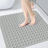 OTHWAY Square Shower Mat 32x32, TPE Non-Slip Shower Mats with Drain Holes and Suction Cups, Walk-in Mat for Inside Shower Stall, Anti-Slip for Elderly Kids (Dark Grey)