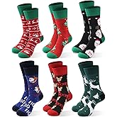 Moonlight Manor 6 Pairs Christmas Socks for Women,Xmas Crew Socks Holiday Gift Novelty Socks US Size 6-13