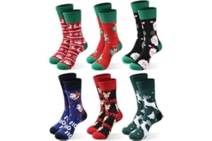 Moonlight Manor 6 Pairs Christmas Socks for Women,Xmas Crew Socks Holiday Gift Novelty Socks US Size 6-13