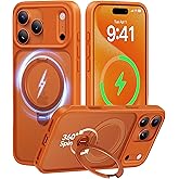 CASEKOO Orange for 17 Pro Max Case with 360 Spin Magnetic Stand [Camera Protection] [18FT Military Grade Protection] [Fit for MagSafe] Ring Grip Slim Matte 17 ProMax Case 6.9 Inch