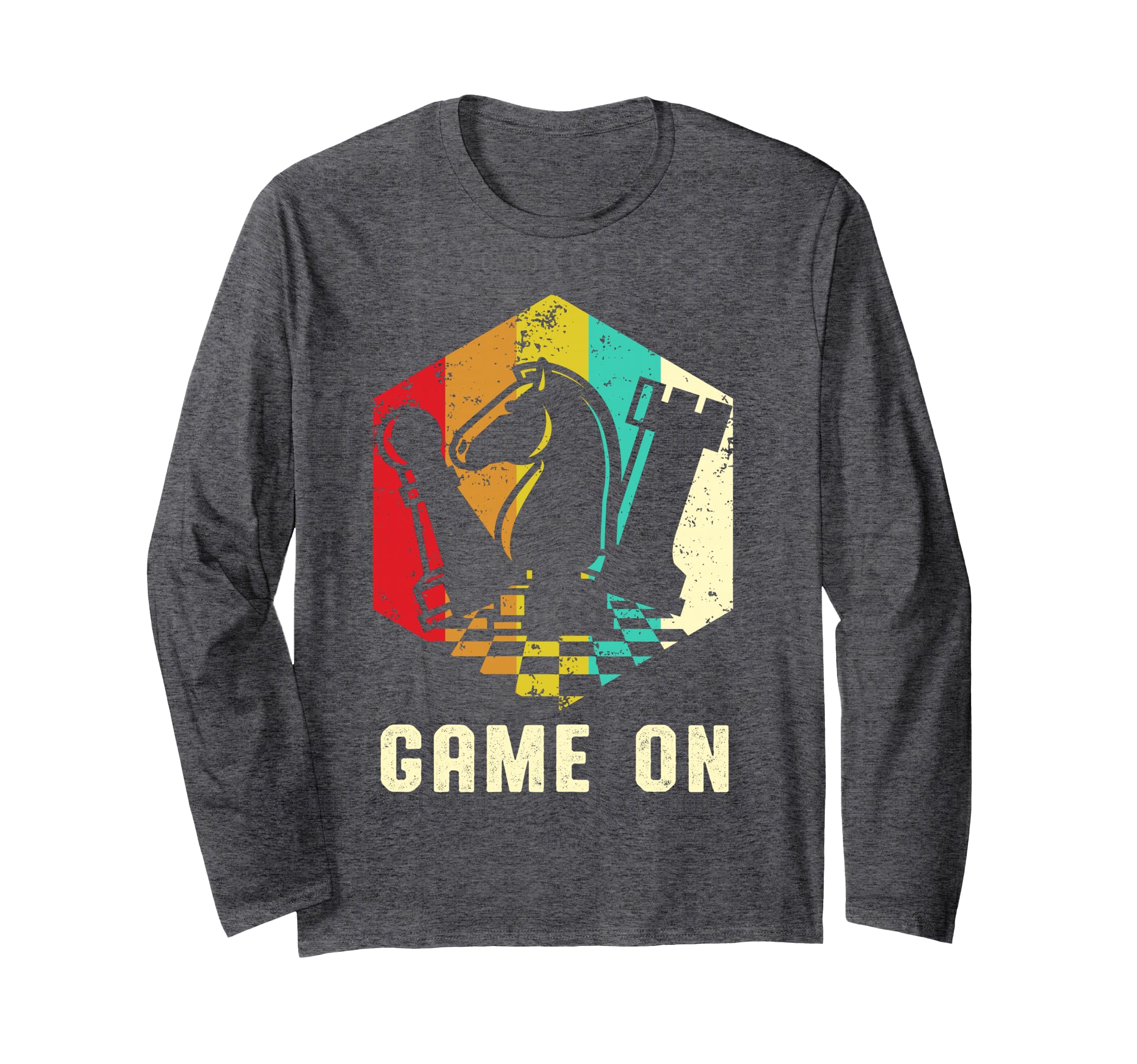 Vintage Chess Game Pieces Pawn Retro Checkmate Grandmaster Long Sleeve T-Shirt