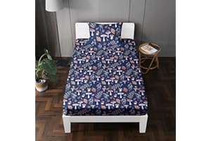 MUSOLEI Mushroom Fitted Sheet,Mushroom Sheet Mushroom Bedding, Bedding Sets Full cottagecore Bedding for Kids Set Fitted Sheet for Boys Girls Teens, Twin, Blue