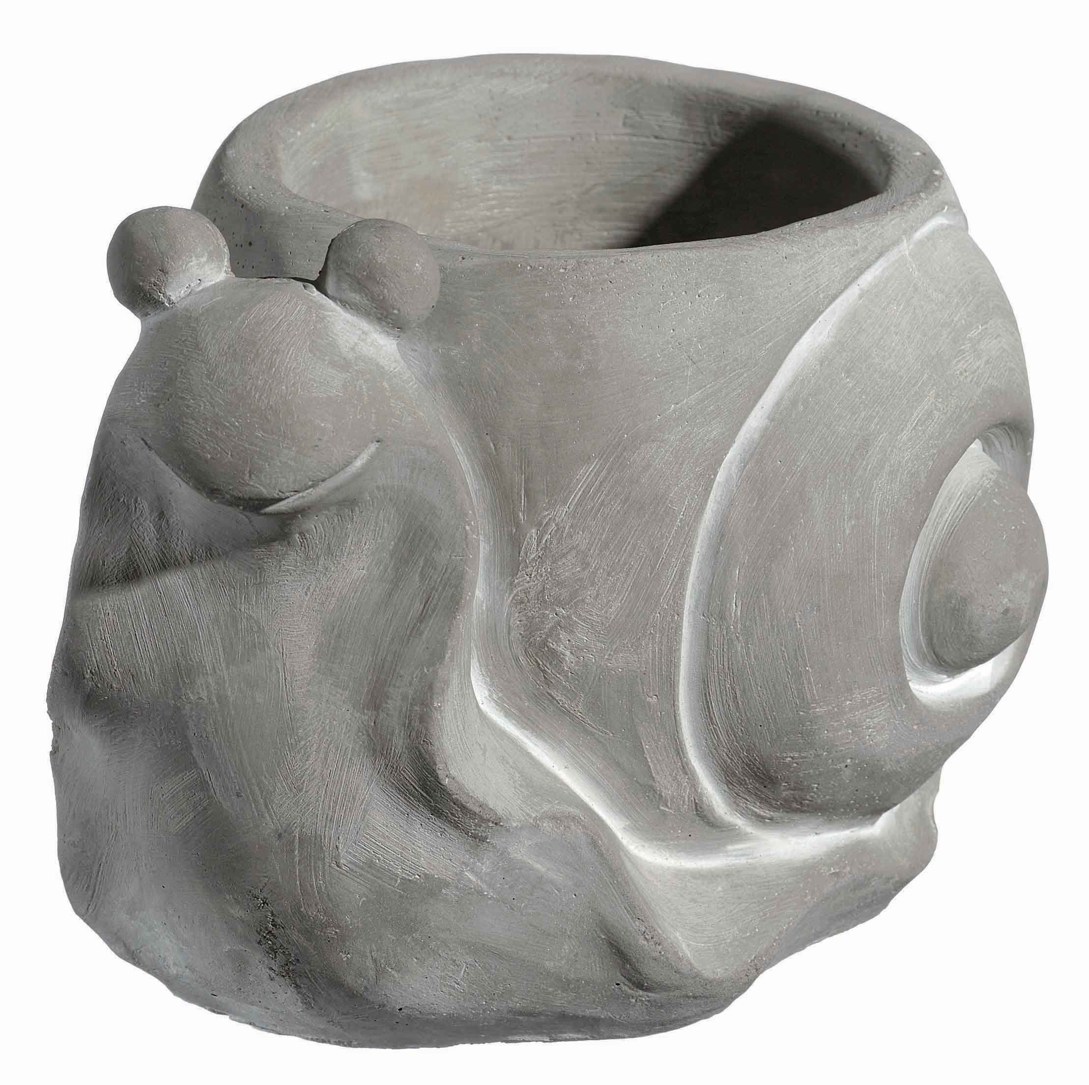 Classic Home and Garden Cement Buddies Indoor Outdoor Planter with Drainage Hole, Smiling Snail, Natural Gray, Small, 5.75in