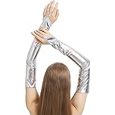 sodknow Long Fingerless Metallic Gloves Costume Women Opera Halloween Cosplay 1920s Great Gatsby Party Formal Evening Dressup