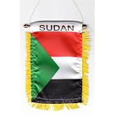 Sudan Fringed Rear-View Mirror Window Hanging Flag with Suction Cup