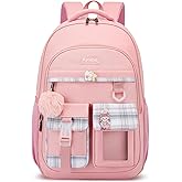 Kuosdaz School Backpack for Teen Girls,15.6in Laptop Backpack Kids Bookbag for Middle School College Students,Cute School Bag for Women,Pink