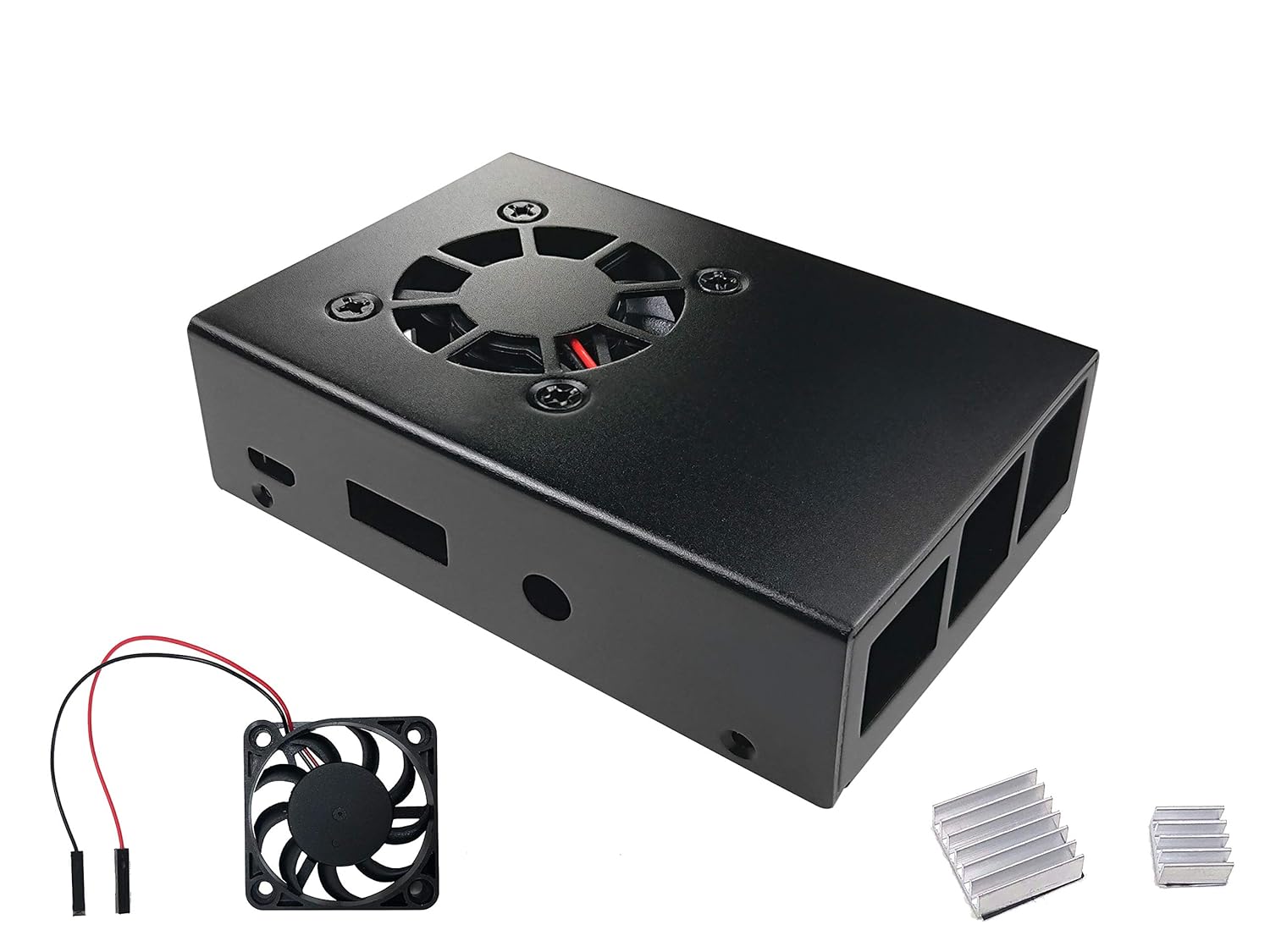 Micro Connectors Aluminum Raspberry Pi 3 Model B B+ Case with Fan and Heatsinks - Black (RAS-PCS04-BK)