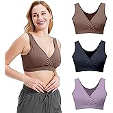 netdraw Women's Bamboo Viscose Nursing Sleep Bra, Ultra Soft Crossover Wire-Free Lounge Maternity Bralette