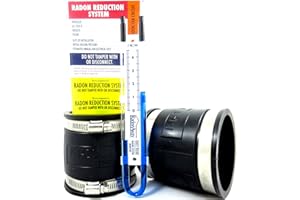 HEALTHY AIR SOLUTIONS Radon Fan Installation Kit (Rubber couplings, manometer and system labels) (3x3, Black)